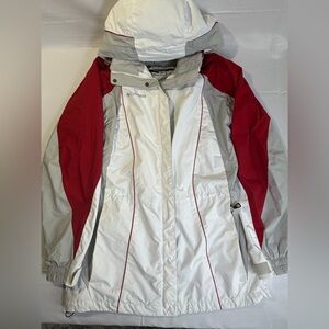 Columbia Vertex 2 in 1 White and Red Hooded Interchangeable Coat- Women's M